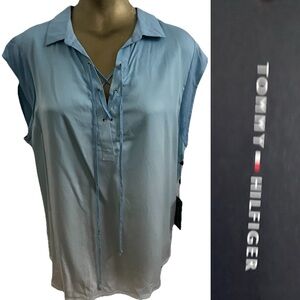 TOMMY HILFIGER NWT $79 Gradient Blue Sleeveless Athletic Shirt Size Large